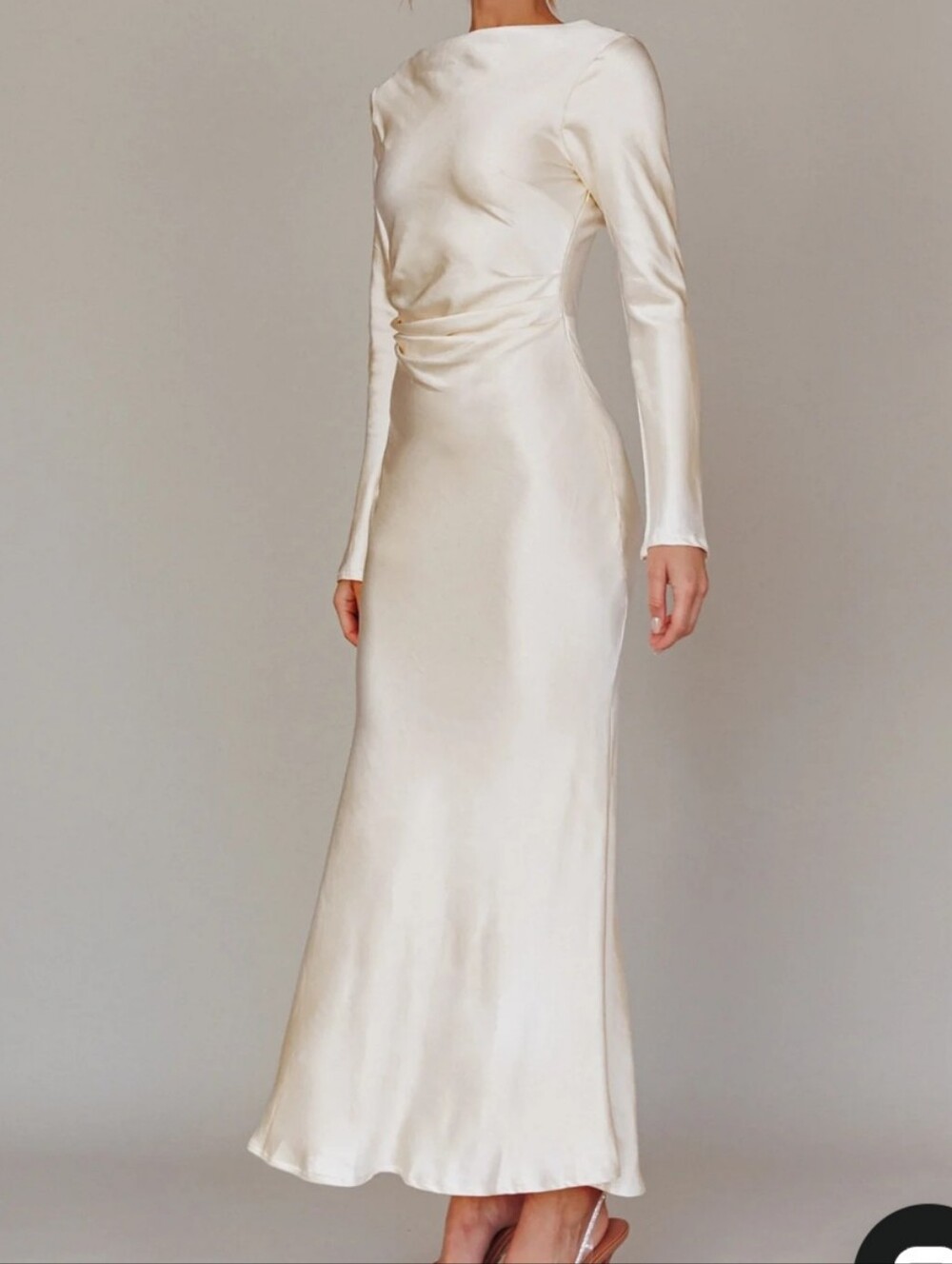 Elegant Long-Sleeve Cowl Neck Dress